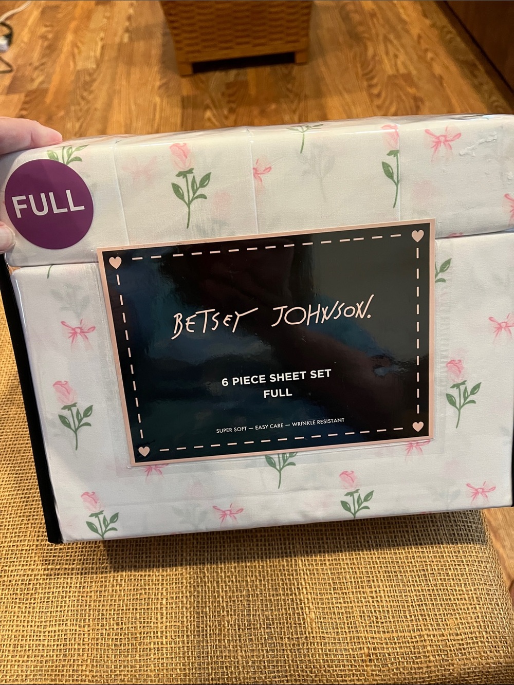 Betsey Johnson White Sheet Set with Pink Floral Accents